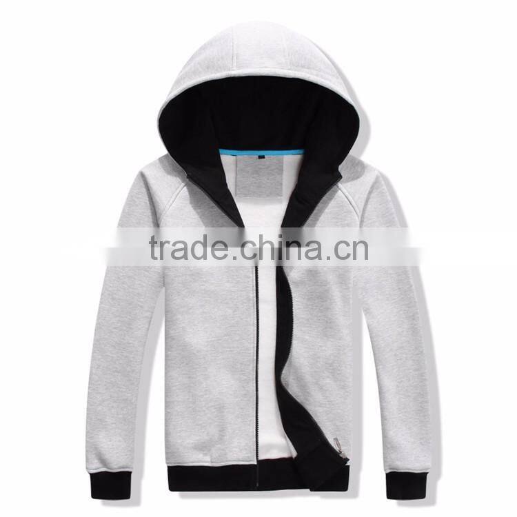 wholesale high quality cotton polyester fleece fashion men plain zipper gym custom hoodies