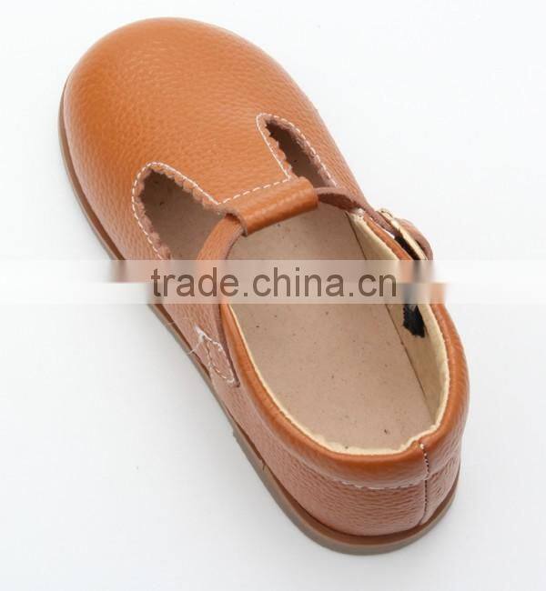 Skidproof genuine leather hard sole wholesale toddler shoes