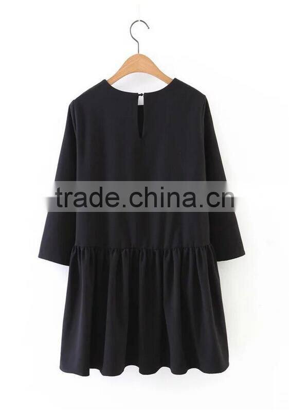 Runwaylover EY2367B 2017 Ladies Nine Point Sleeve Pure Color Blouse