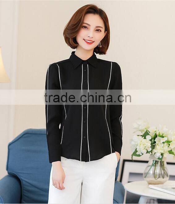 custom beautiful cheap designs for women formal fashionable chiffon long sleeve shirts