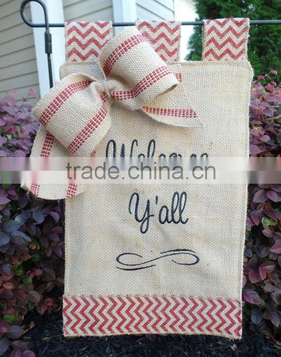 Personalized Embroidered Burlap Garden Flag