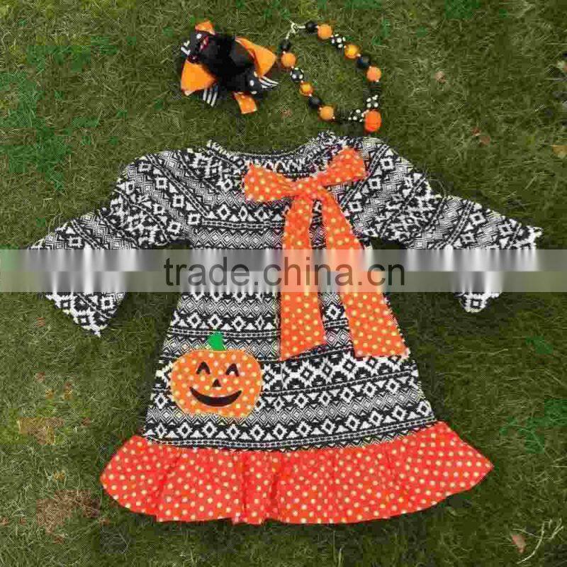 girls Halloween dress black Halloween cheap dress kids boutique dress girls party dress with necklace and hairbow