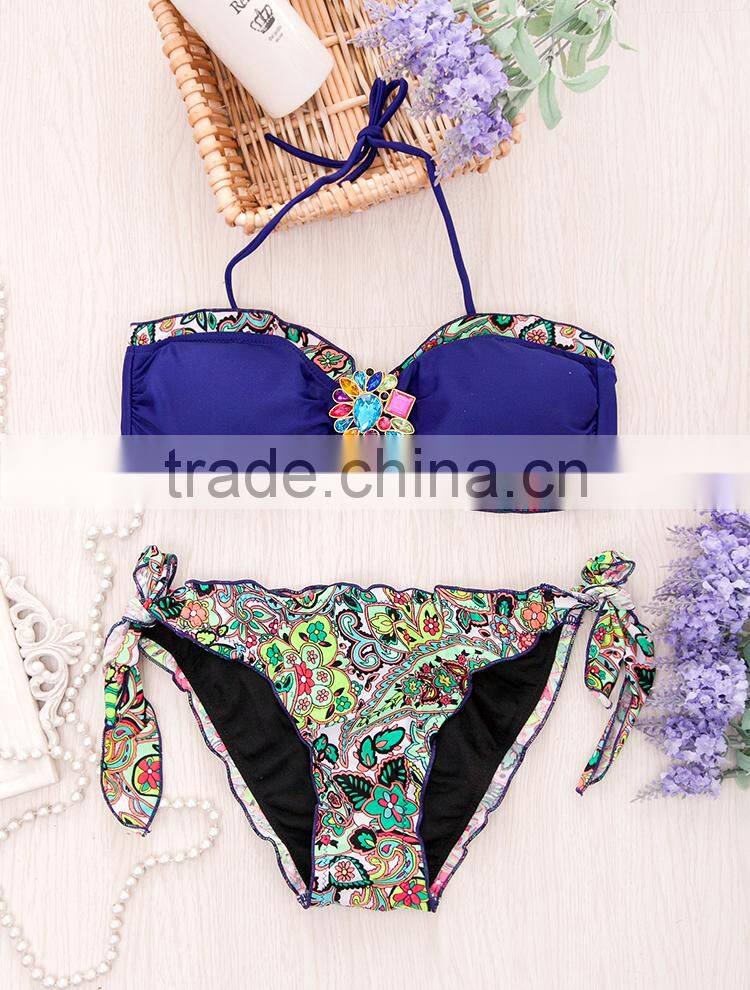 Bohemian clothing crystal rhinestone bikini set