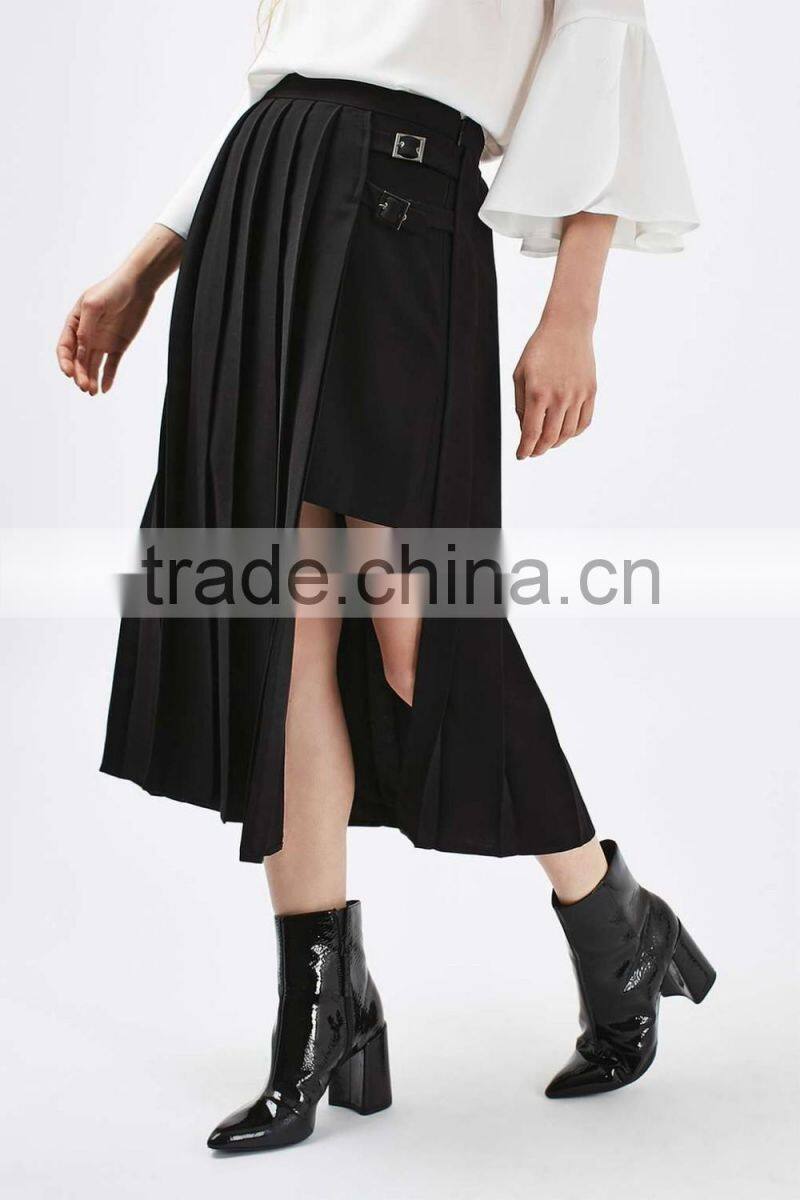 Fashion pleated women divided skirt women long skirt