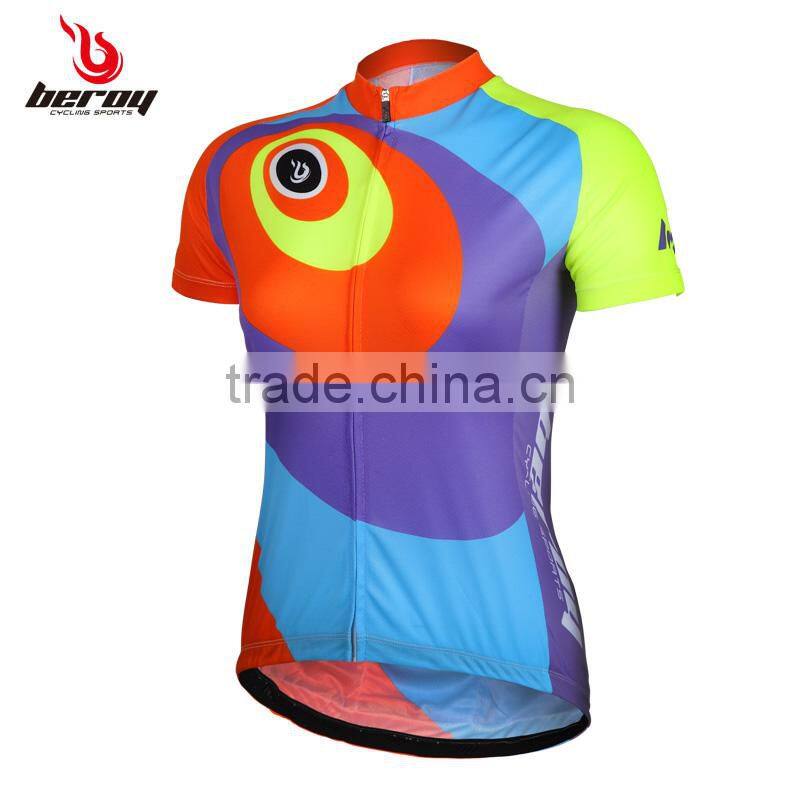 BEROY Compression Full Zipper Anti UV Cycling Clothing, Custom Short Sleeve Bike Clothing Bicycle Jersey Tops