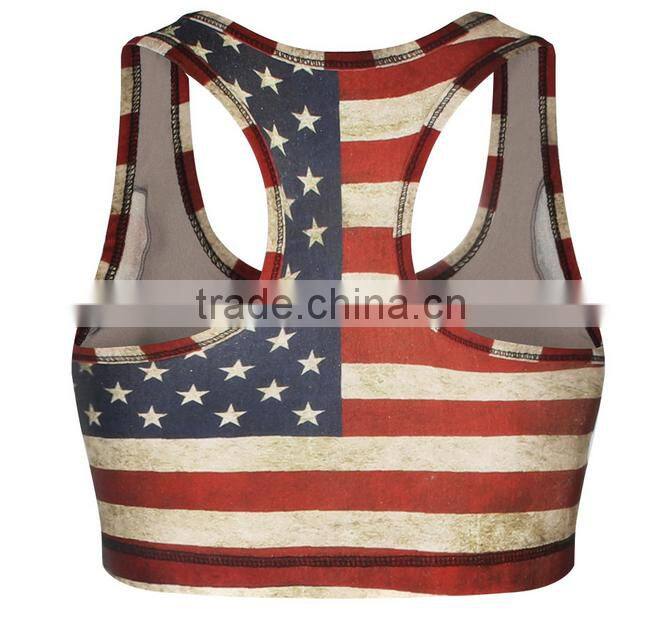 Women Running vest undershirt with United States flag printing