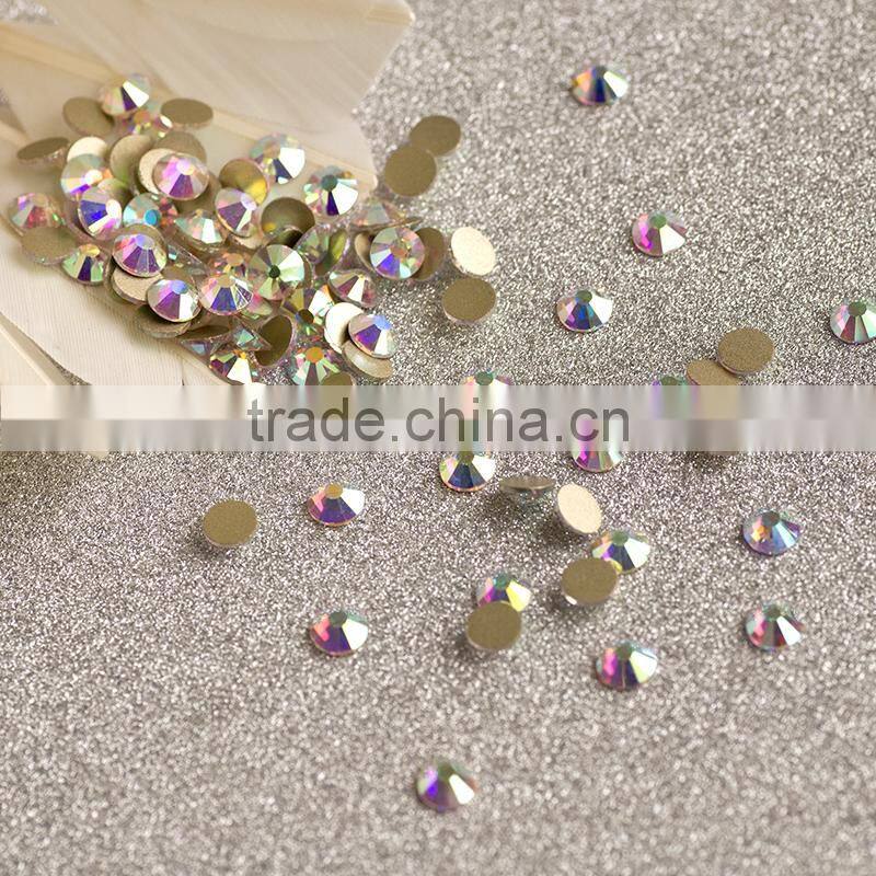 NHF 2058 crystalAB Chaton flat back glass nail rhinestones