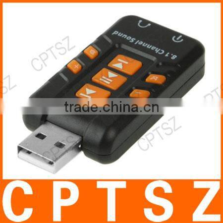 Stereo 44.1KHz 8-Bit 8.1-Channel USB Sound Adapter - Black