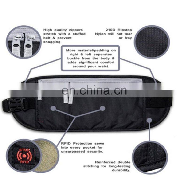 Travel Comfort Rfid Blocking Security Nylon Waist Passport Cover