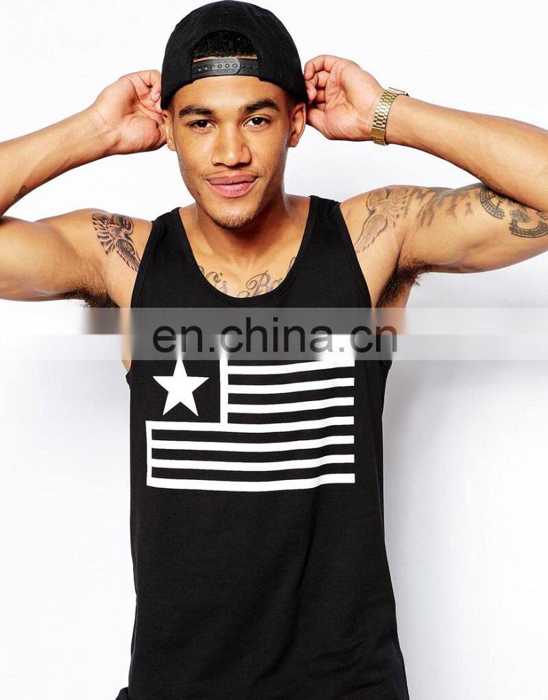 Vest With Flag Print/front print custom designs tshirt/high fashion men clothing/model-sc307