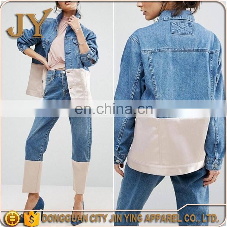 2017 Women Clothes Summer Autumn Non-stretch Denim Jackets Patch Work Apparel OEM Coats