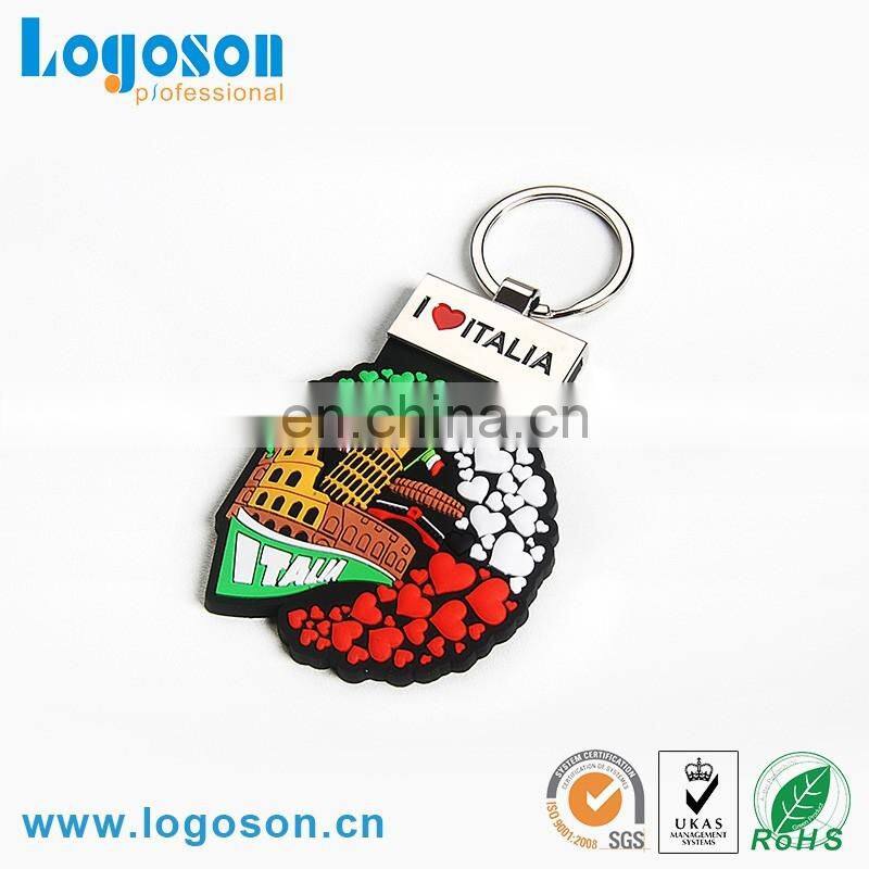 2016 top quality novelty souvenir custom design rubber keychain