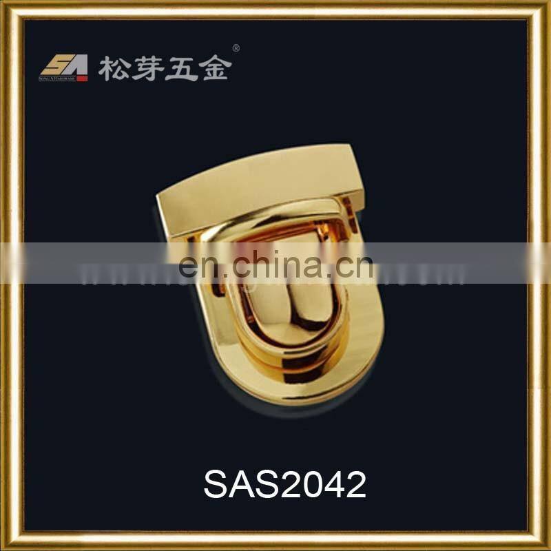 High-end Quality Zinc Alloy Metal Push Lock, Gold Color Plated Push Lock For Lady's Handbags