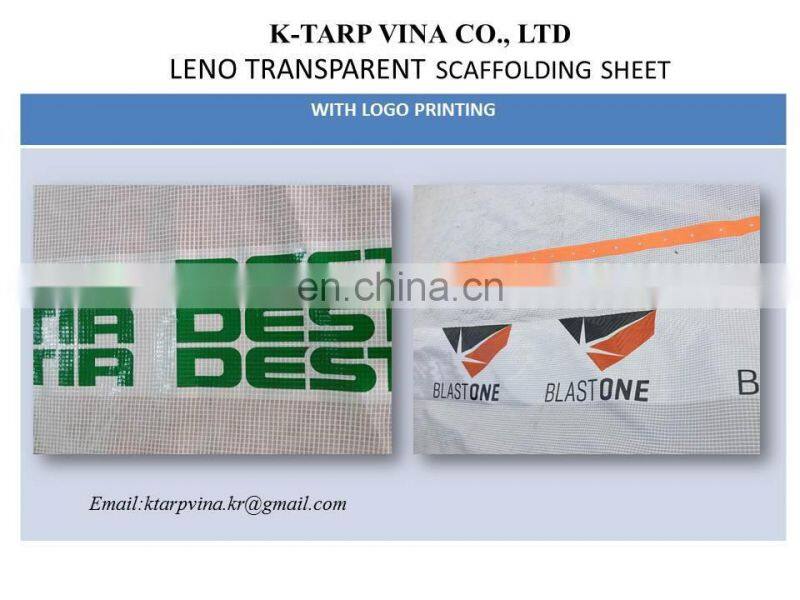 PE Leno Transparent Scaffold Sheeting with pre-punching holes, webbing reinforced band