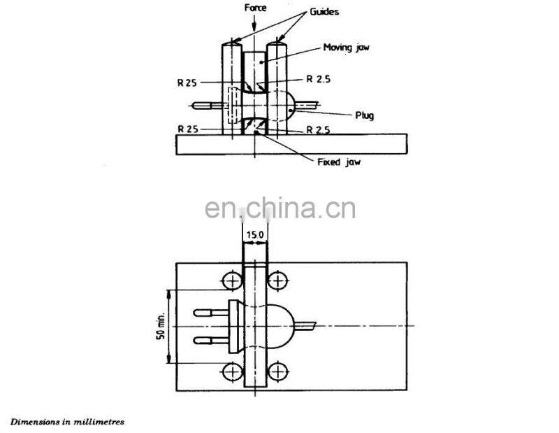 Apparatus for compression test for the verification of resistance to heat of EN50075 figure 10