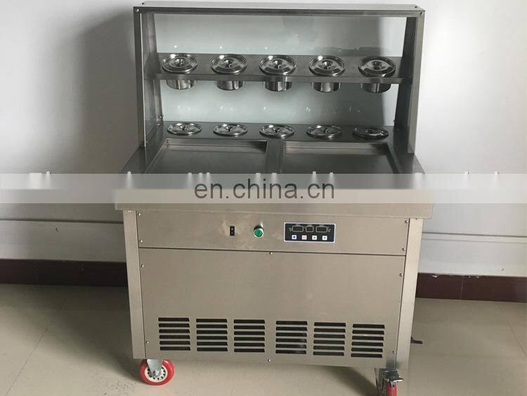 Multi- function double round pan fried ice cream roll machine
