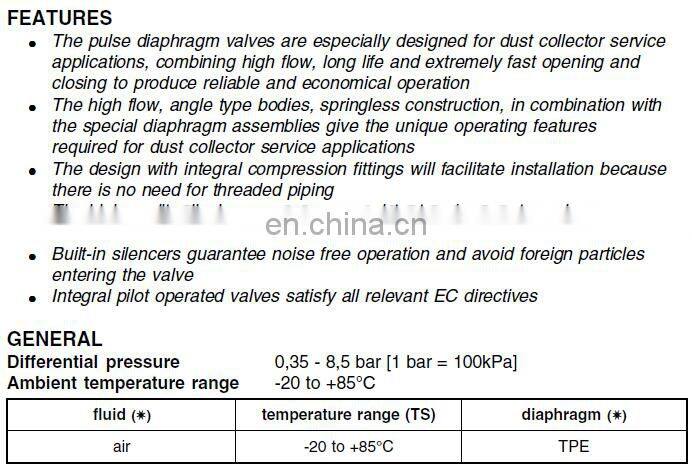 G1" SCG353A044 right angle solenoid diaphragm valve AC220V thread pulse jet valve