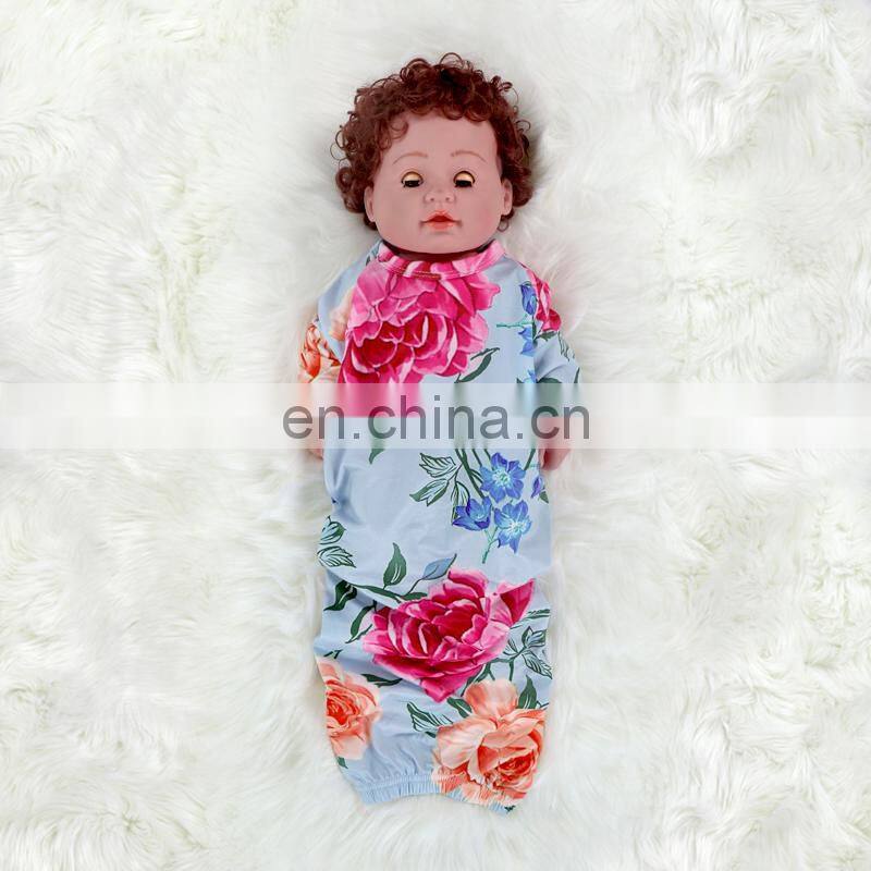 Newest Prints Baby Gowns With Knot Long Sleeve Infants Sleepwear Wholesale Toddler Pajamas Clothes bag