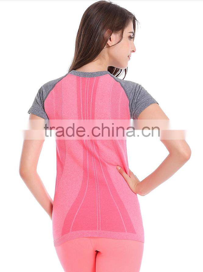 Factory price new women sports t shirts fitness and yoga bodysuit women sportswear