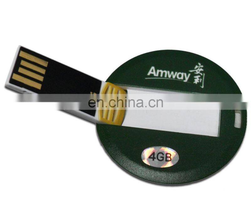 Round business card usb flash drive 2gb 4gb 8gb memory sticker credit card round pen drive