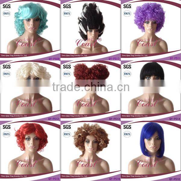 New design&fashion long orange curl synthetic fiber party wigs