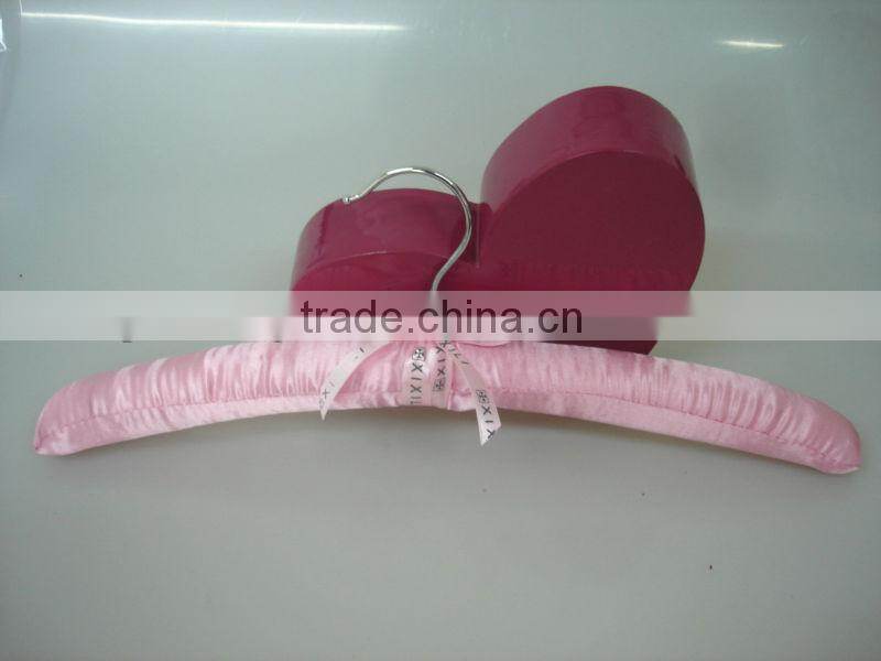 Branded pink fabric hangers with custom logo printed satin hanger