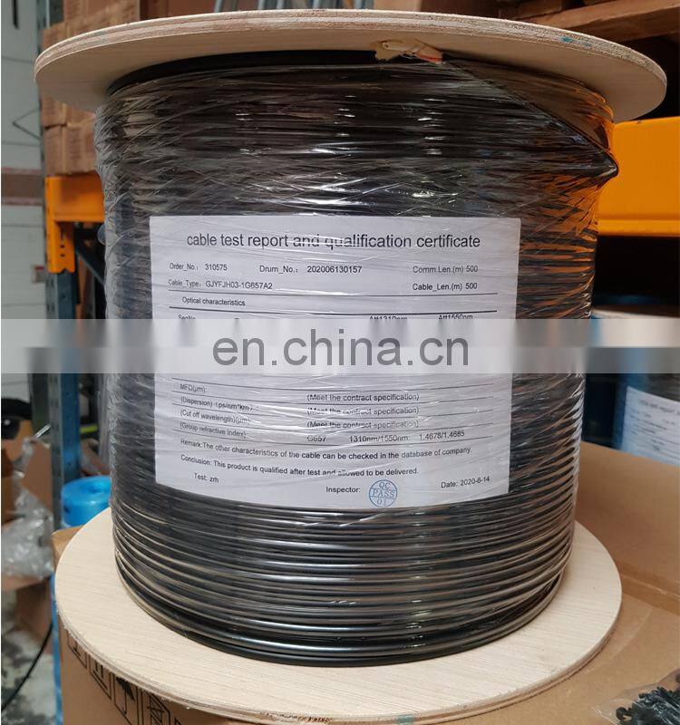 FTTH France double sheath Indoor/Outdoor 4.6mm 6mm 500m G657A2 Fiber optical Drop Cable 1fo fiber optic cable