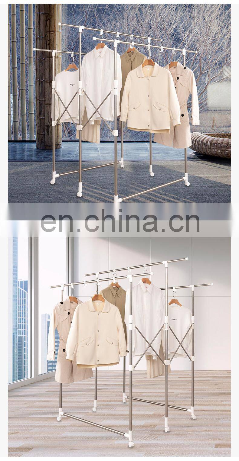 Outdoor Hotel 4 Way Laundry Baby Clothes Dry Clothing Rail Drying Rack Cloth Stand