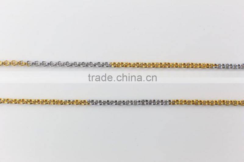 2015 summer popular gold and rhodium plated thin chain jewelry