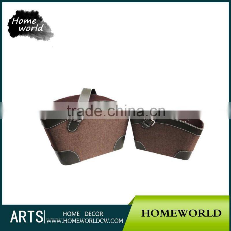 Red Color Lattice Stitching Crocodile Magazine Leather Kitchen Storage Basket