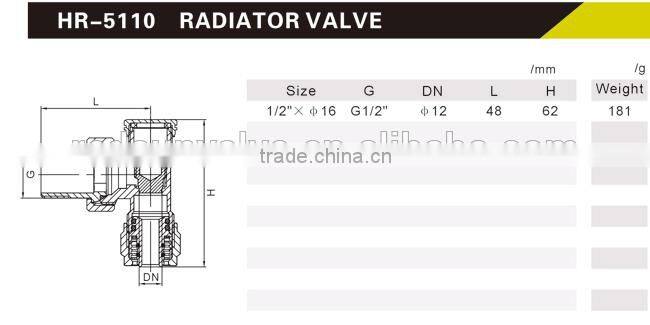 taizhou supplier HR5100 brass drain angle chrome radiation valve