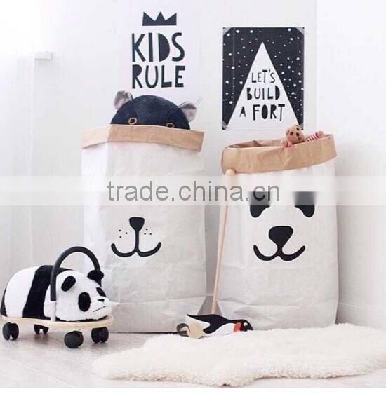 Foldable kraft animal storage bag for kids
