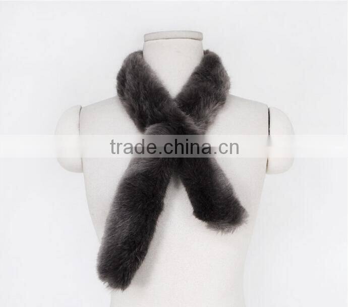 New Winter Fashion Lady Plain Plush Faux Rabbit Fur Scarf