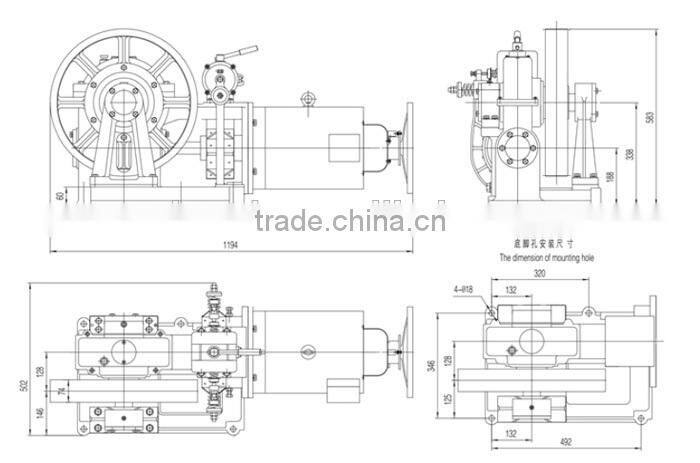VVVF Elevator Geared Traction Machine BD-YJ150K, Lift Motor