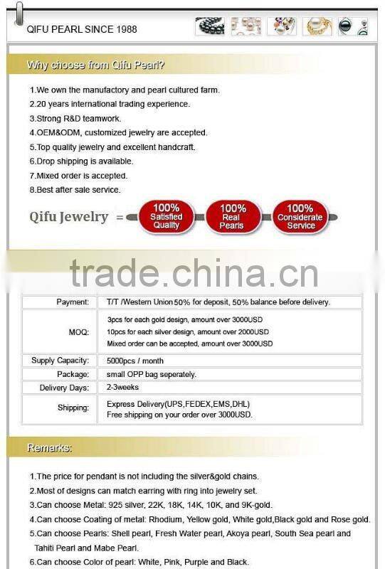 2013 Fashional 925 Sterling Silver Set with Fresh Water Pearl and CZ