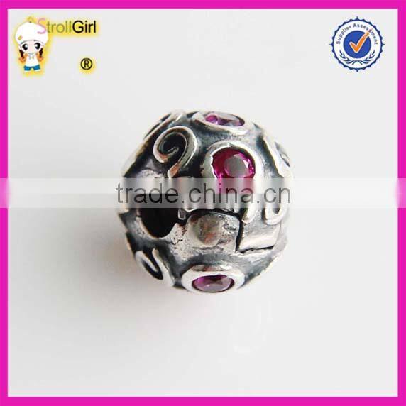 Hot Sale 925 sterling silver Clasp Charm Beads with Rhinesone