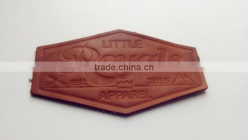 Custom special shape PU heat press leather patch for jeans in china