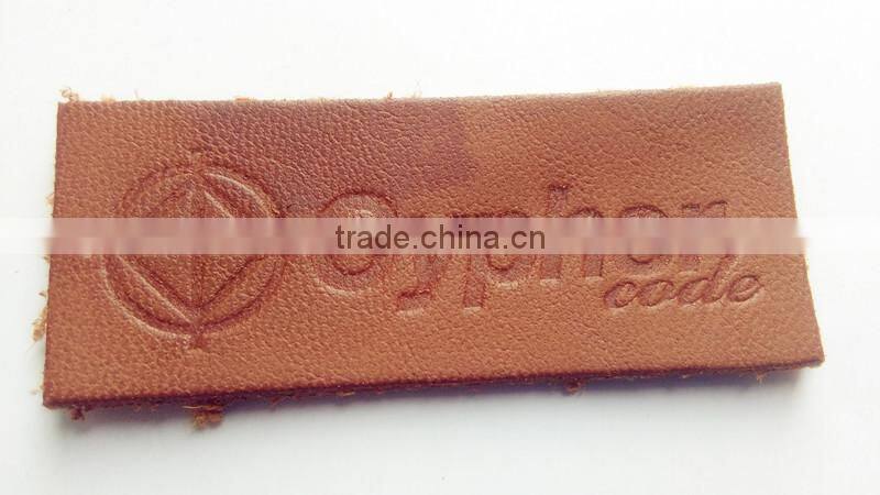 custom good quality fashion jeans pu leather label in china