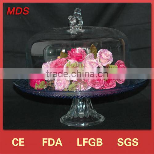 Glass cake tools clear crystal wedding cake stand with bird design