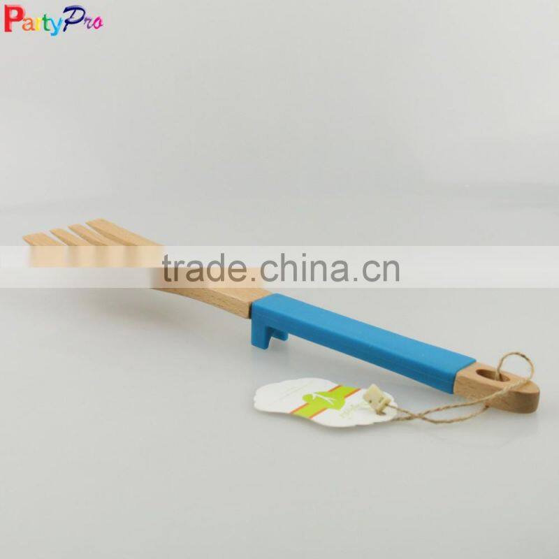 2016 new colorful Bamboo forks kitchen utensils with silicone handles