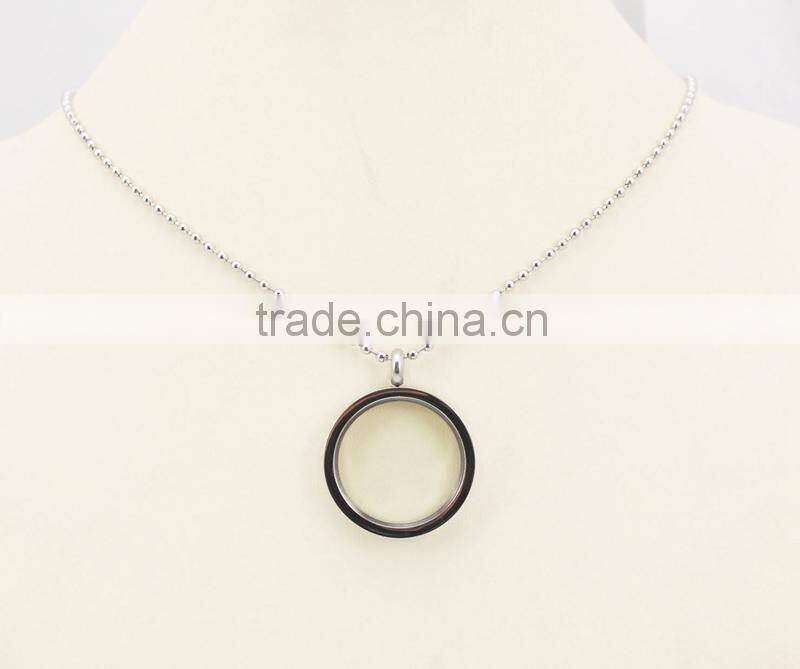 Round stainless steel shiny locket pendant with photo blank photo pendant
