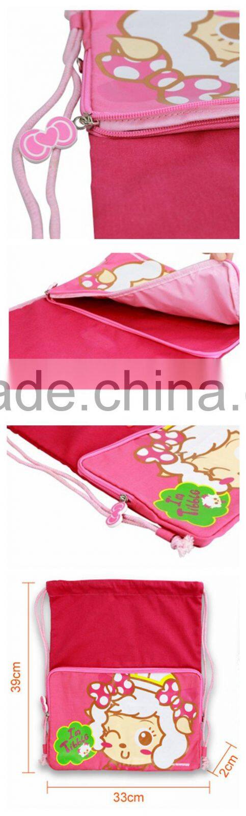 cartoon style mesh cinch bags canvas beach bag for kids