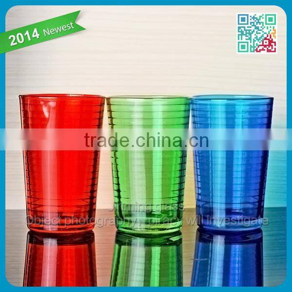 Colored crystal glassware beautiful drinking glass set pressed glass tumblers blue glass tumbler