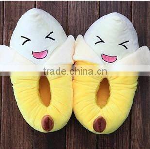 Fruit shaped plush slipper shoes/plush fruit house shoes/banana design plush shoes