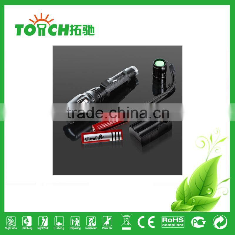 Super Bright 2000LM Adjustable Focus Zoomable Rechargeable 5 Modes with SOS CRE E T6 LED Flashlight 2*18650 Battary Light 8066