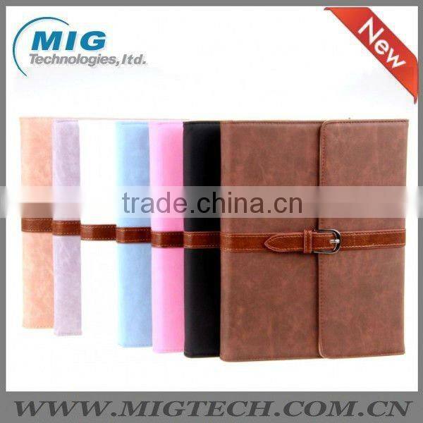 High end Leather Case for Ipad 2 3 with belt, for ipad accessories, for ipad3 case