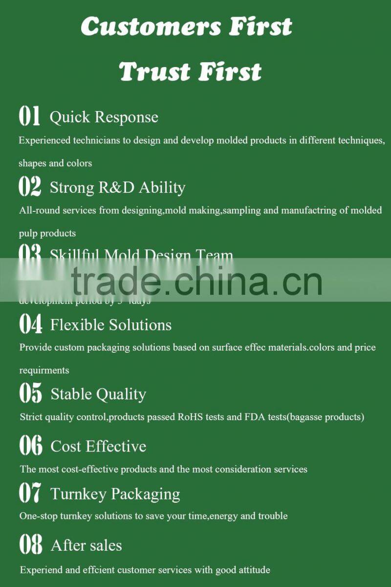 Biodegradable and Compostable Natural Plant Fiber Pulp Molded Cosmetics Trays Packaging