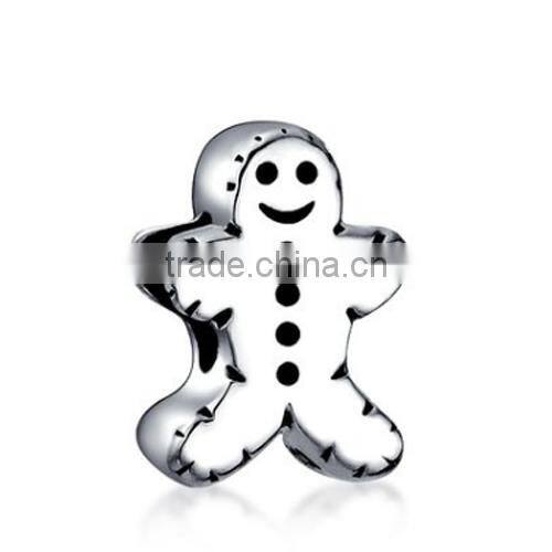 925 Sterling Silver Christmas Gingerbread Man Bead 925S Ginger Bread Silver Charm Bead