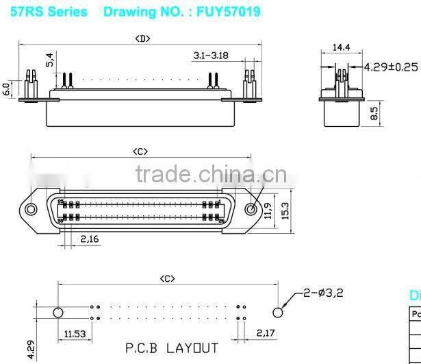 24 Way Centronic Connector PCB DIP Straight DDK Ribbon Connector