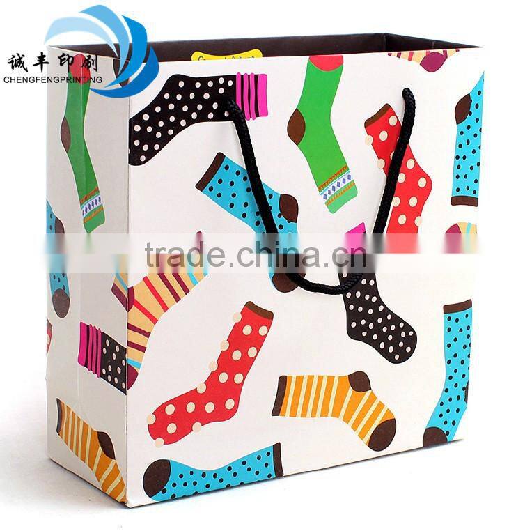 hot sale full color paper cardboard bag for socks